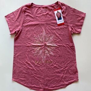 Lucky Brand Women's Scoop Neck Graphic T-Shirt Baroque Rose Size M